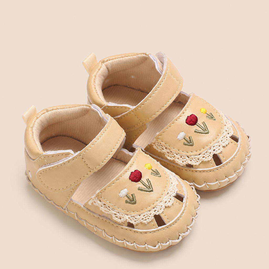 Lace Trim Flower Sneaker Sandals