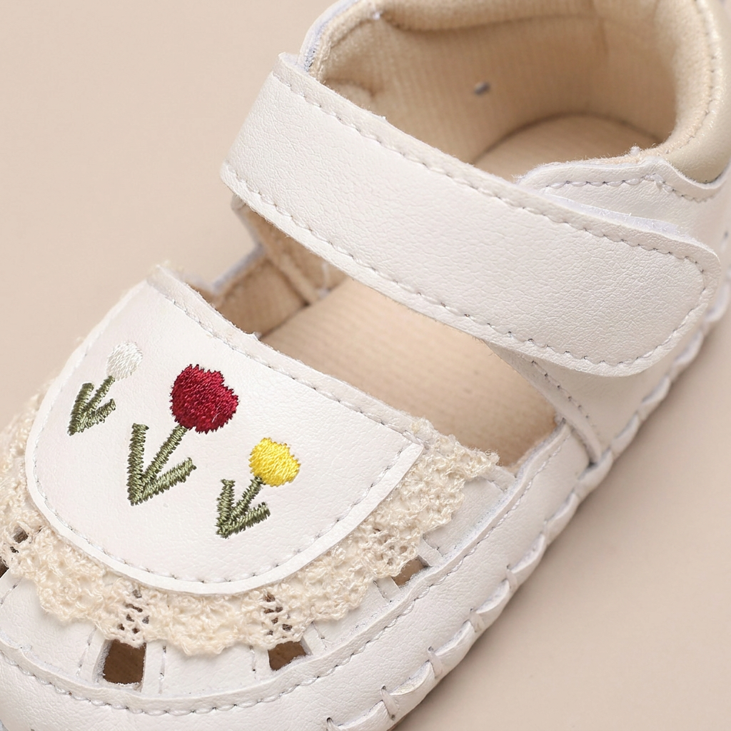 Lace Trim Flower Sneaker Sandals