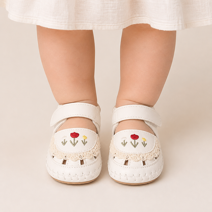 Lace Trim Flower Sneaker Sandals