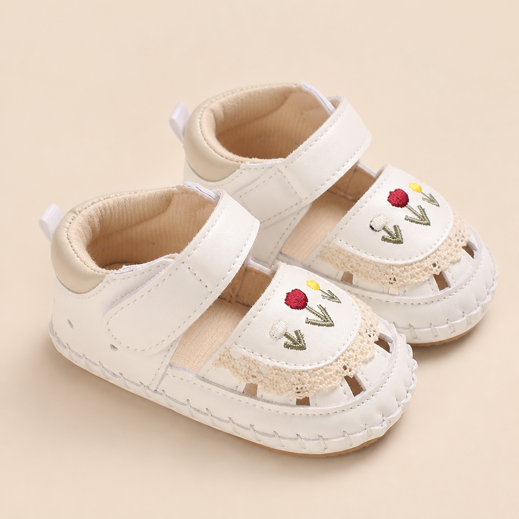 Lace Trim Flower Sneaker Sandals