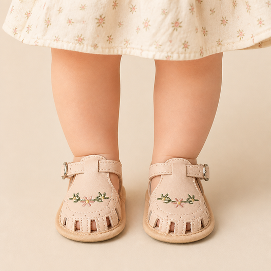 Fringe Embroidered Caged Sandals