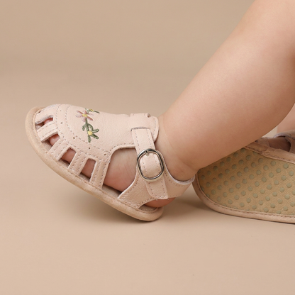 Fringe Embroidered Caged Sandals