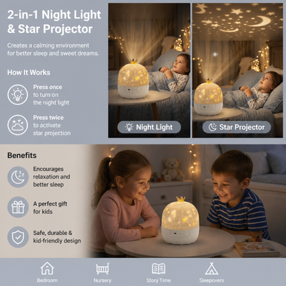 2-in-1 children's night light and projector