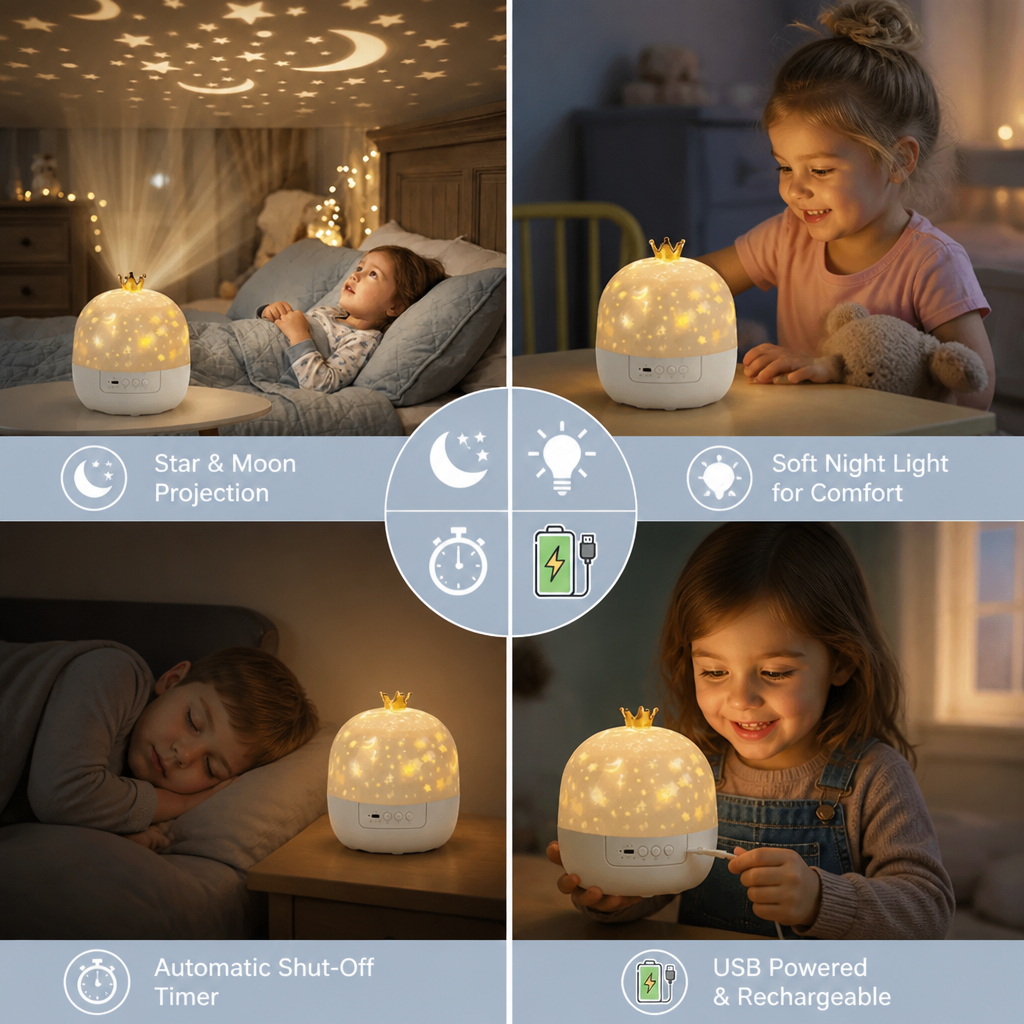 2-in-1 children's night light and projector