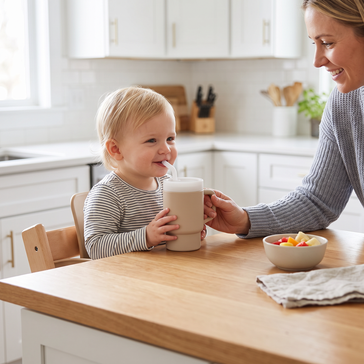 Leakproof Silicone Toddler Straw Cup