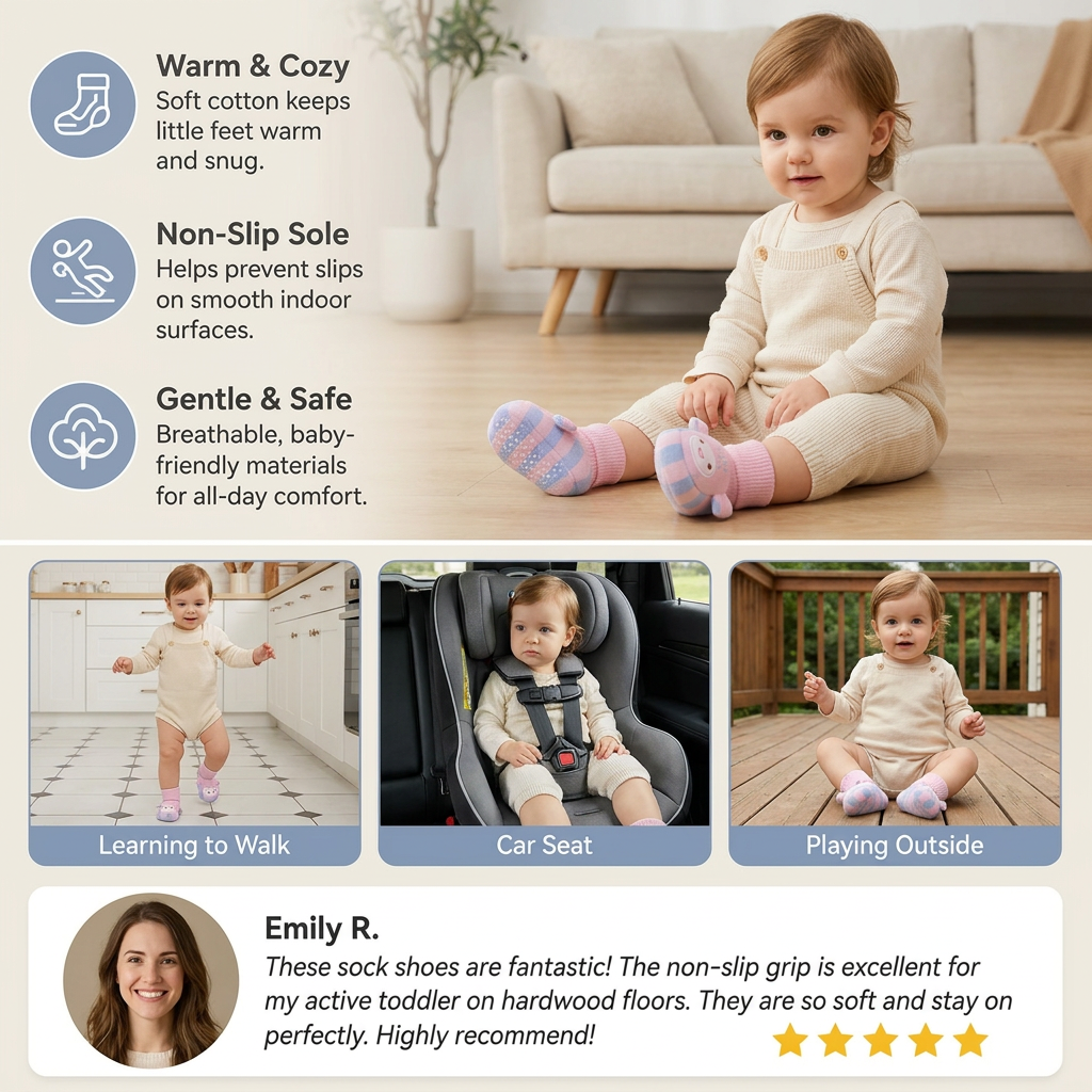 Cosy Baby Sock Shoes – Warm, Non-Slip & Comfortable