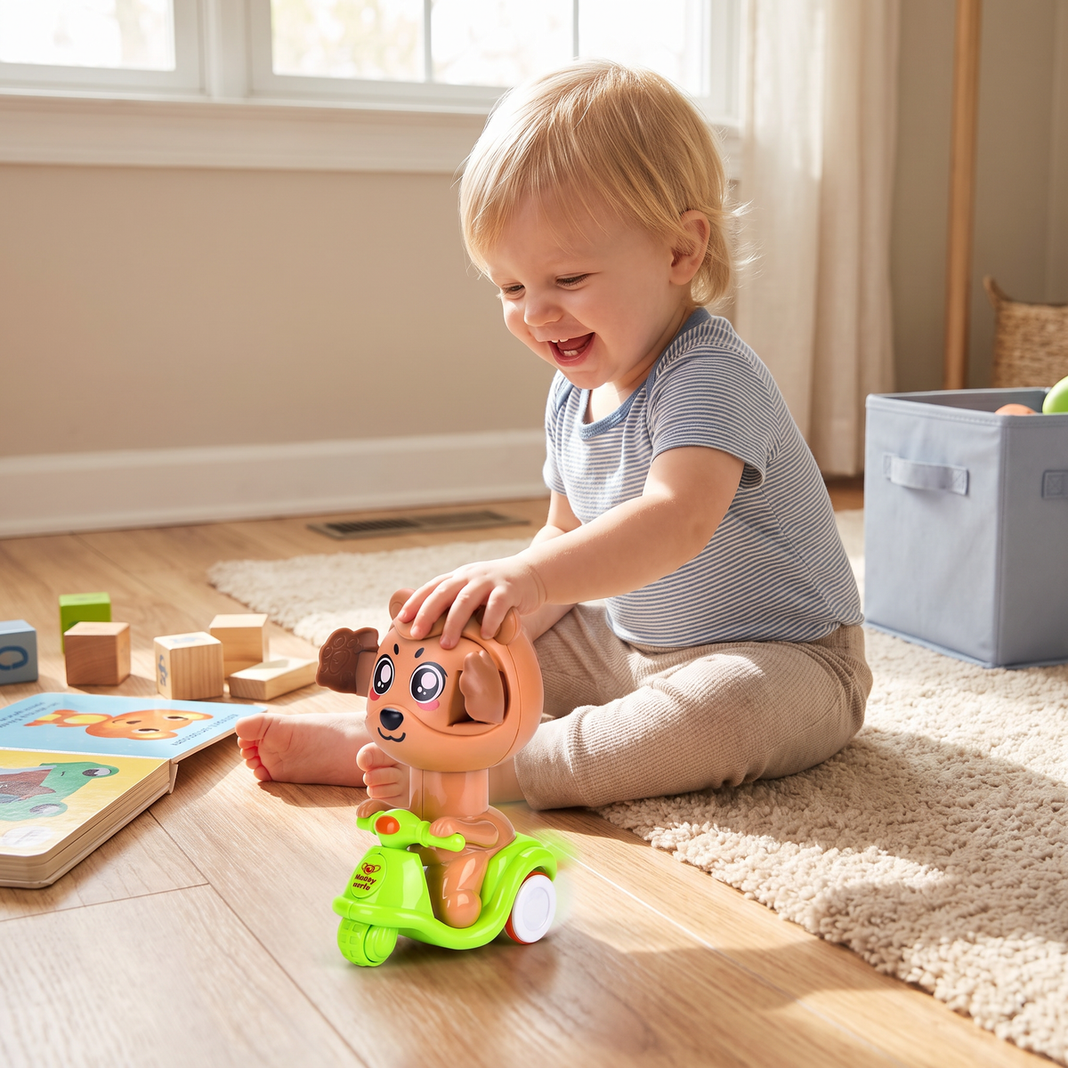 Press & Go Animal Motorcycle Toy – Cute Hide-and-Seek Character Car