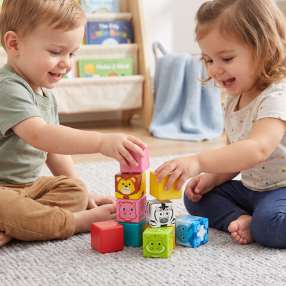 Toddler-Safe 4.2 cm Safari Animal Magnetic Building Cubes – STEM Learning Blocks