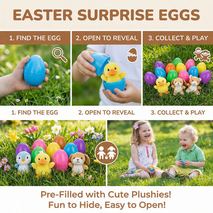 Easter Surprise Eggs with Plush Toys – Pre-Filled Easter Eggs for Kids