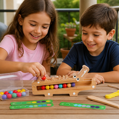 Crocodile Color Game – Educational Game with Sorting Cards and Wooden Toy