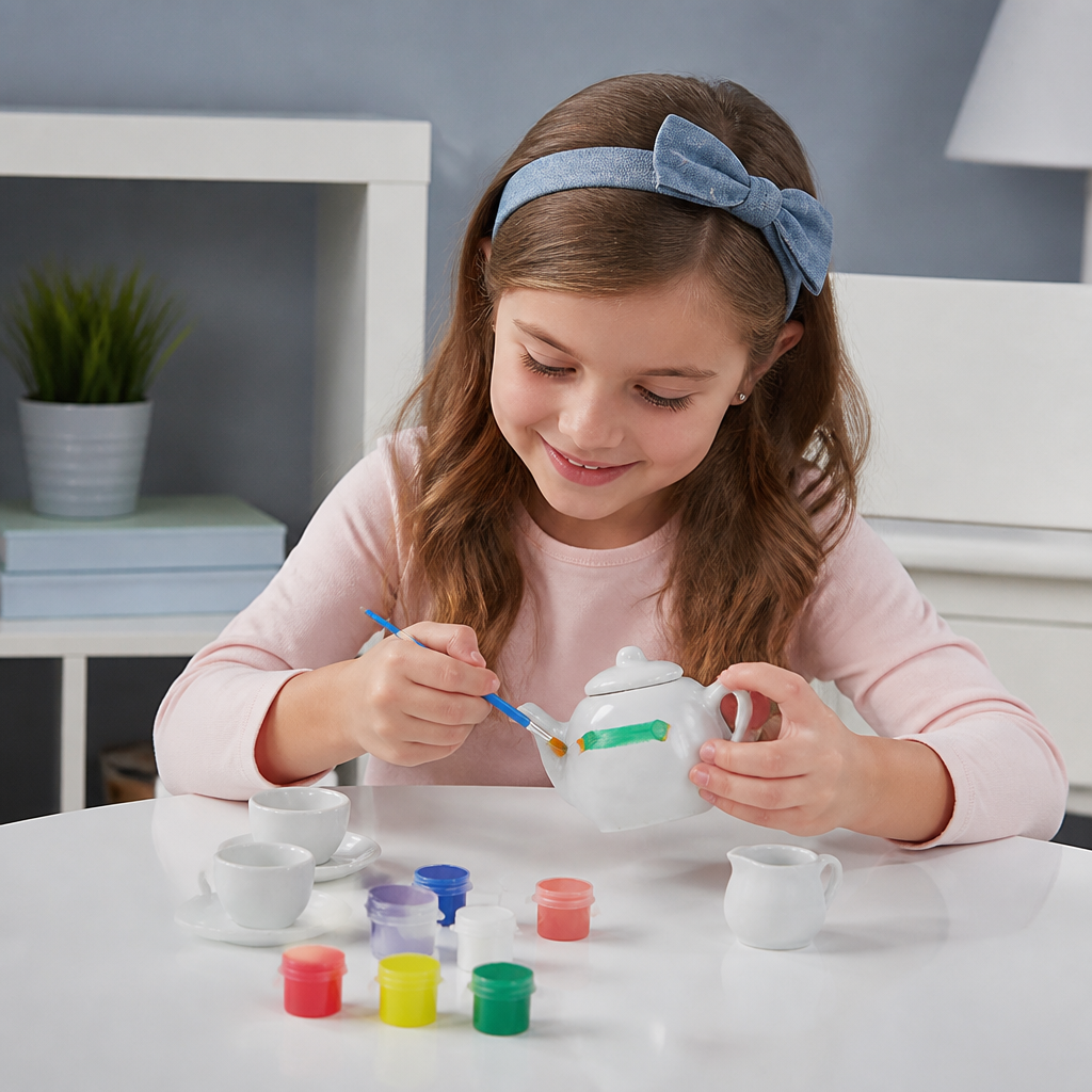 DIY Ceramic Tea Set Painting Kit for Kids