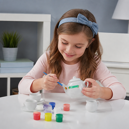 DIY Ceramic Tea Set Painting Kit for Kids