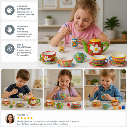 DIY Ceramic Tea Set Painting Kit for Kids