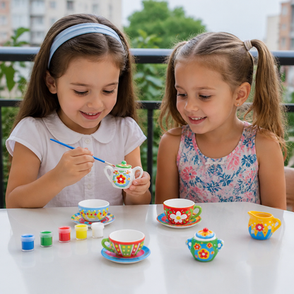 DIY Ceramic Tea Set Painting Kit for Kids