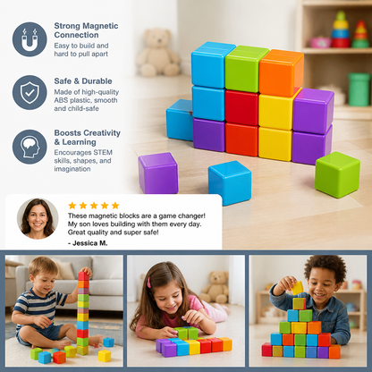 Toddler Safe 4.2cm Magnetic Building Cubes – STEM Learning Blocks