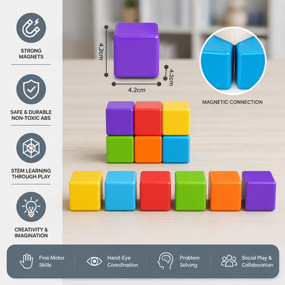 Toddler Safe 4.2cm Magnetic Building Cubes – STEM Learning Blocks