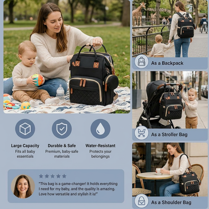 3-in-1 Travel Diaper Backpack with Foldable Baby Bed – Perfect for On-the-Go Parents