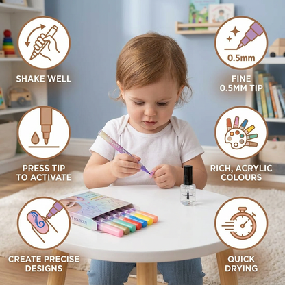 Nail Art Marker Set with Precision Tip – Acrylic Pens for Detailed Nail Designs
