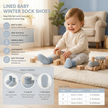 Lined baby winter sock shoes in suede look