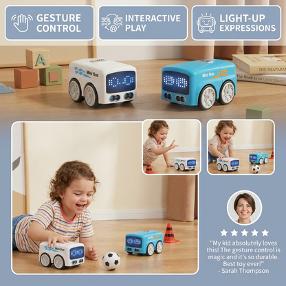 Smart RC Mini Bus Toy – Gesture Control Light-Up Cartoon Car for Kids