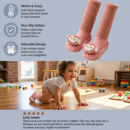 Warm Baby Non-Slip Socks – Lined Knee-High Socks with Cute Design for Babies & Toddlers