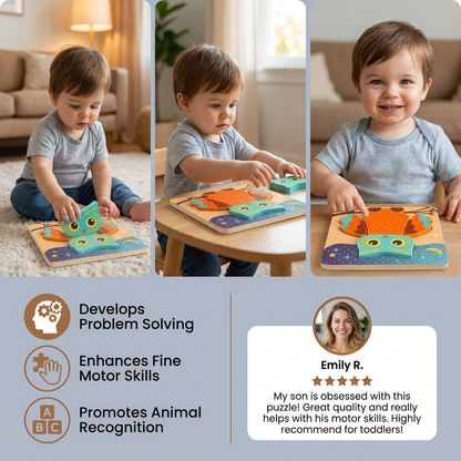 3D Wooden Puzzle for Kids – Educational Animal Learning Toy for Toddlers