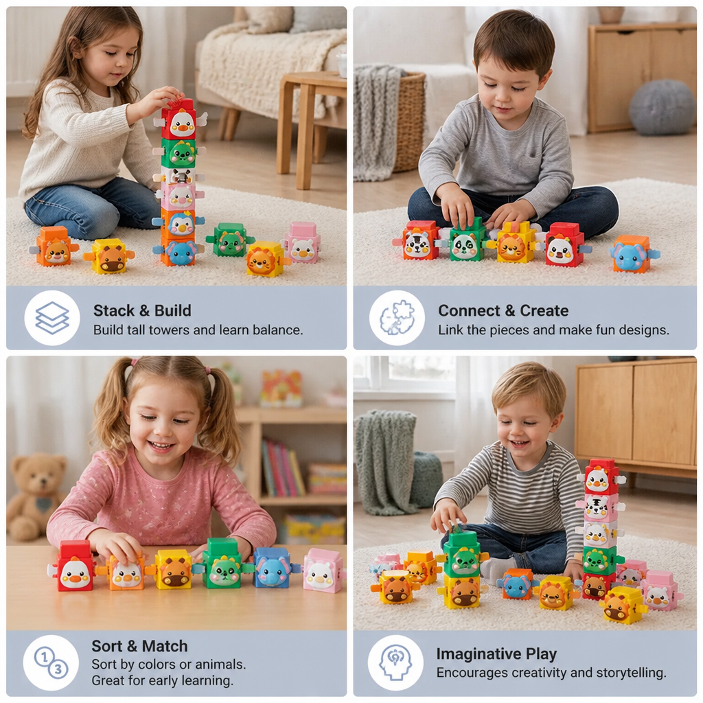 Educational Montessori Animal Stacking Set Building Toy
