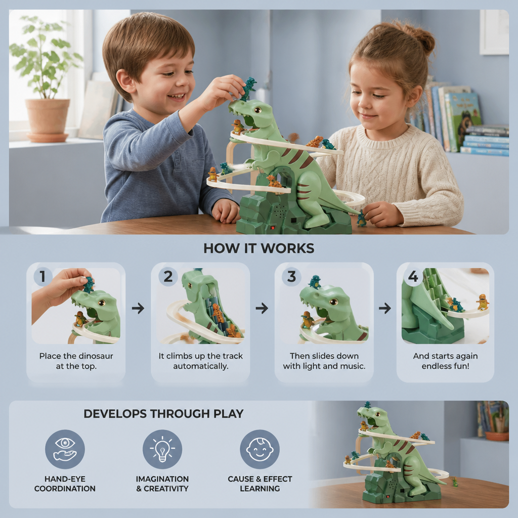 Dino Slide Roller Coaster Fun