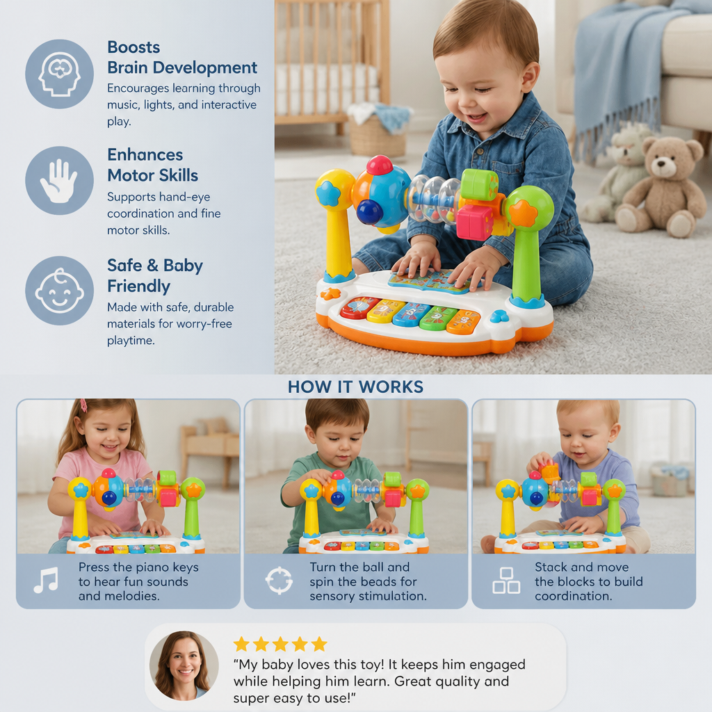 Musical 5-in-1 educational toy for babies