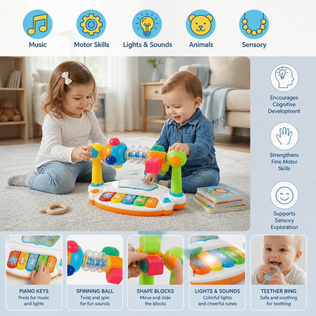 Musical 5-in-1 educational toy for babies