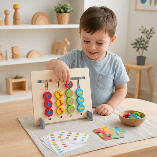 Wooden Four-Colour Logic Sorting Game – Montessori Learning & Thinking Toy for Kids
