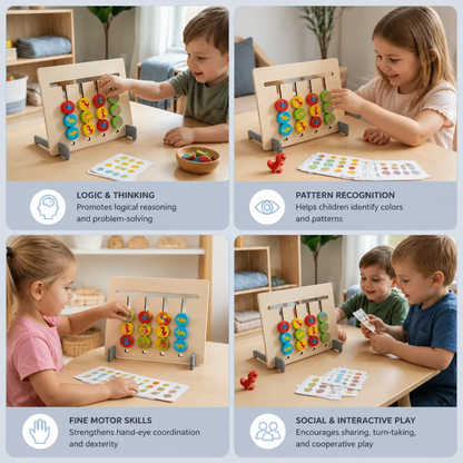 Wooden Four-Colour Logic Sorting Game – Montessori Learning & Thinking Toy for Kids