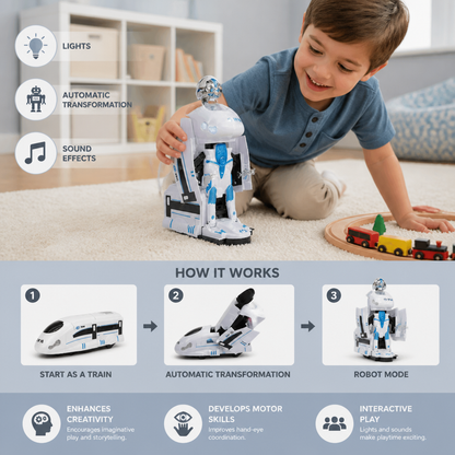 Transforming robot train toy