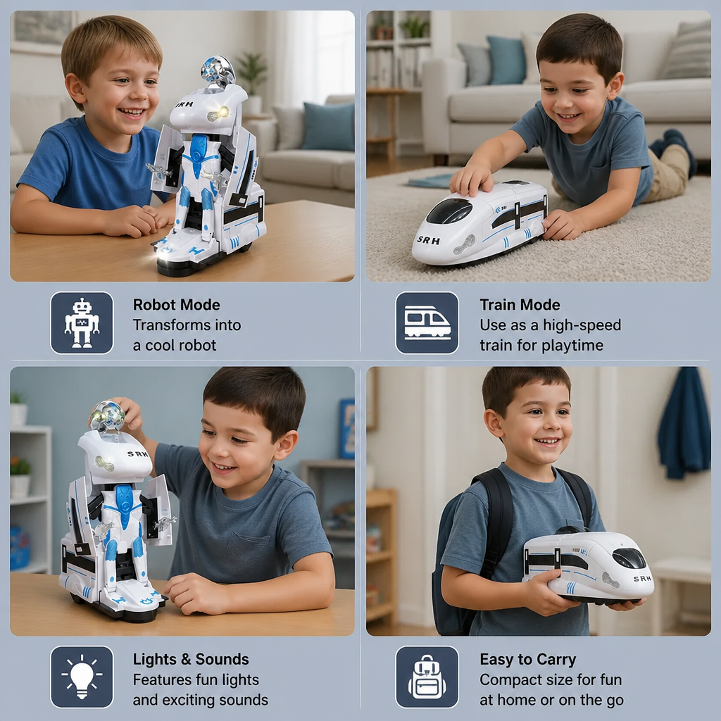 Transforming robot train toy