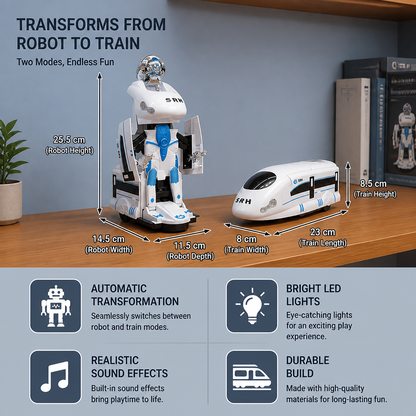 Transforming robot train toy