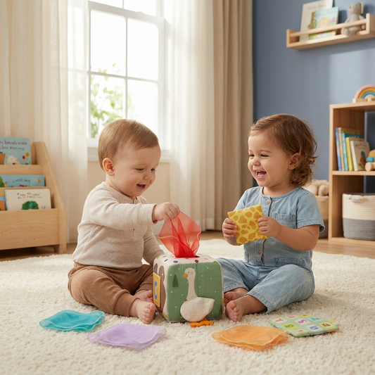 Montessori Baby Sensory Tissue Box – Soft Crinkle & Touch Activity Toy