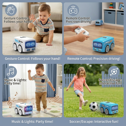 Smart RC Mini Bus Toy – Gesture Control Light-Up Cartoon Car for Kids