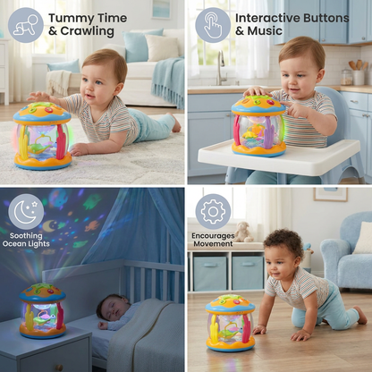 Ocean Light & Music Baby Toy – Rotating Sensory Toy for Crawling & Tummy Time