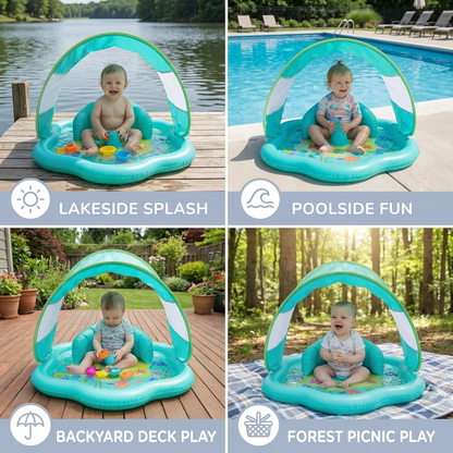 Inflatable Baby Splash Play Mat with Canopy – Water Play & Sun Protection for Toddlers