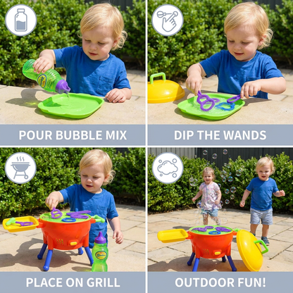 BBQ Bubble Machine Toy with Bubble Solution and Shapes