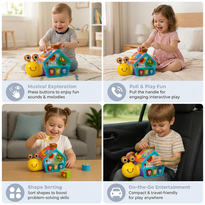 Baby Snail Learning Toy with Phone, Shape Sorter & Animal Sounds