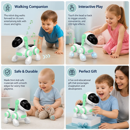 Electric Robot Dog Toy with Walking, Sound & LED Lights for Kids