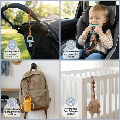 Silicone Baby Clip with Anti-Loss Protection – for Pacifiers & Toys (5 Pieces)