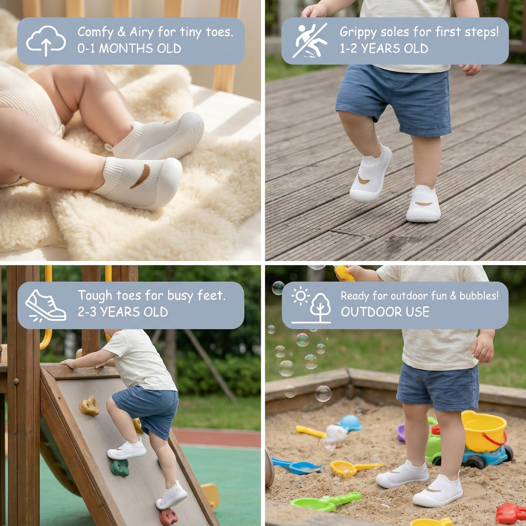 Summer baby shoes with non-slip soles and breathable material