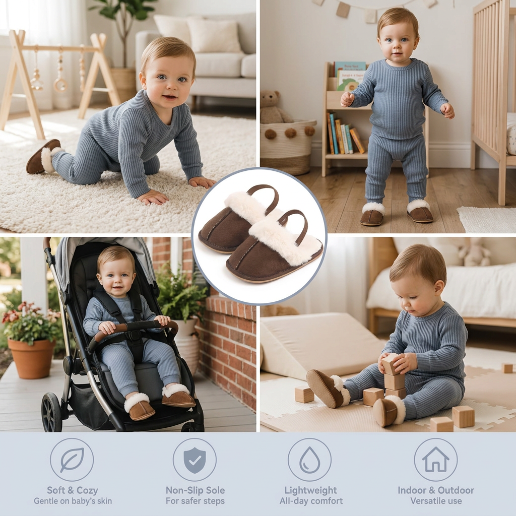 Cozy Baby Non-Slip Shoes with Soft Sole for Indoor & Outdoor Use