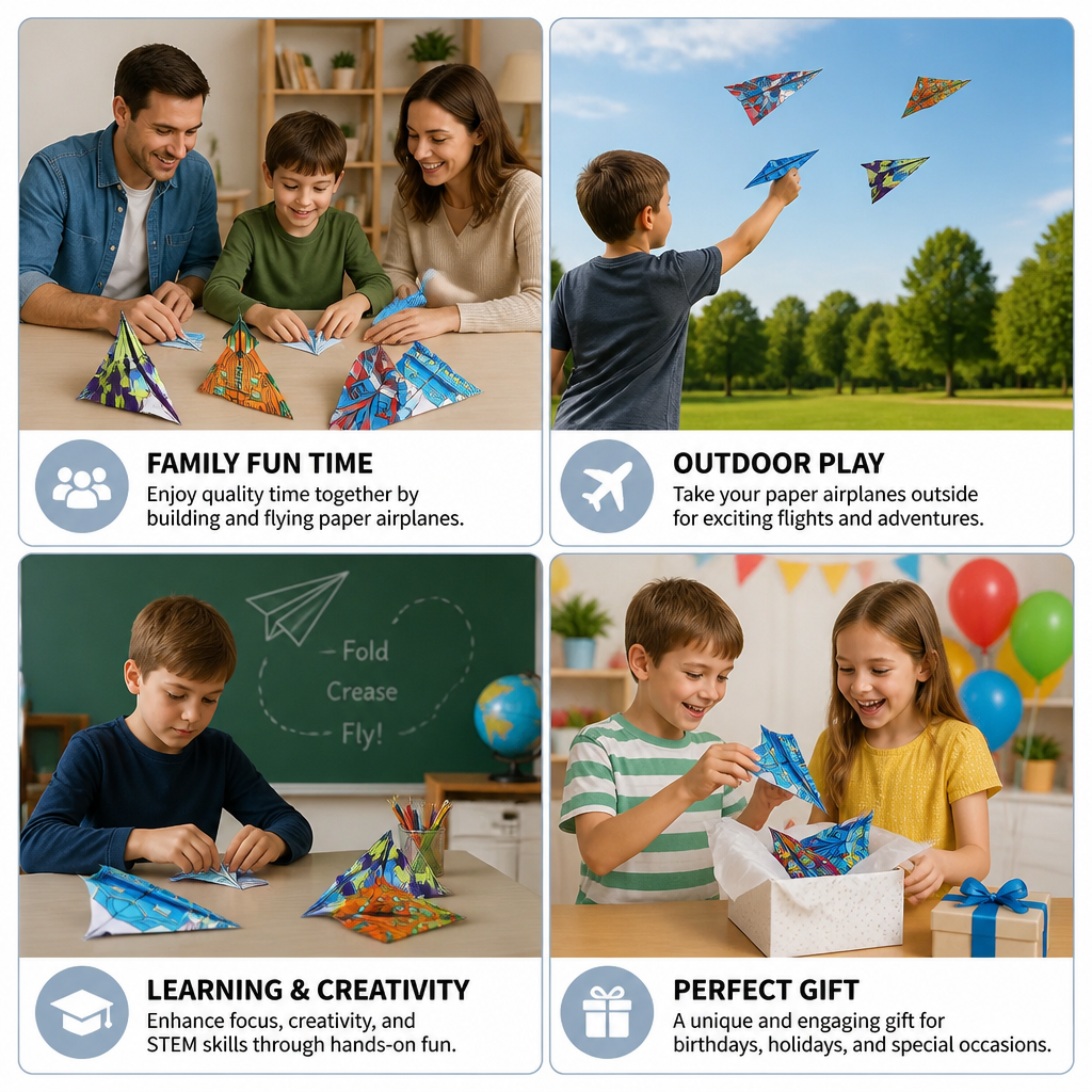 Paper Aeroplane Construction Kit With Instructions