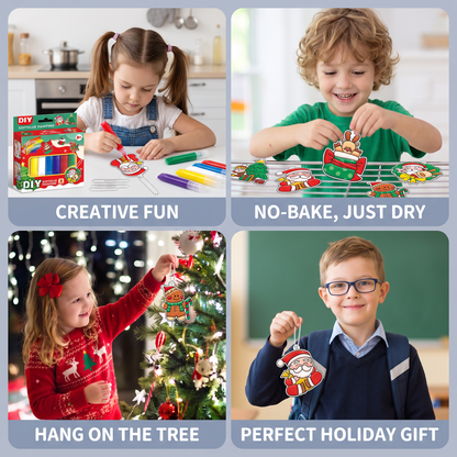 DIY Christmas No-Bake Glue Painting Ornament Craft Kit for Kids