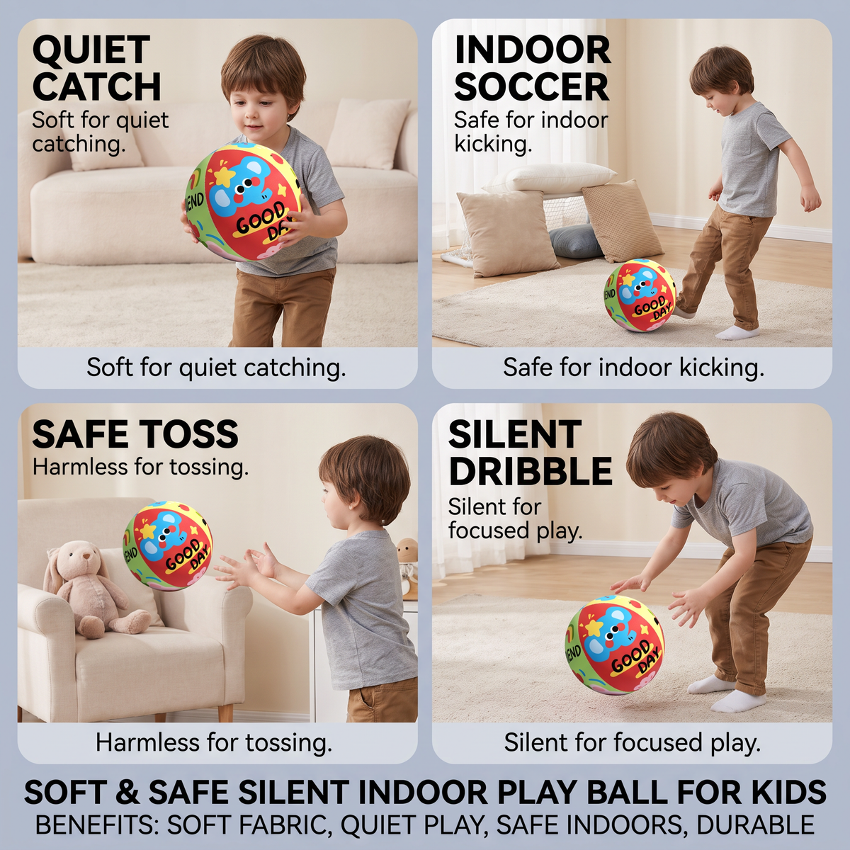 Soft & Safe Silent Indoor Play Ball for Kids