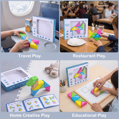 Magnetic Wooden Geometry  Puzzle Blocks