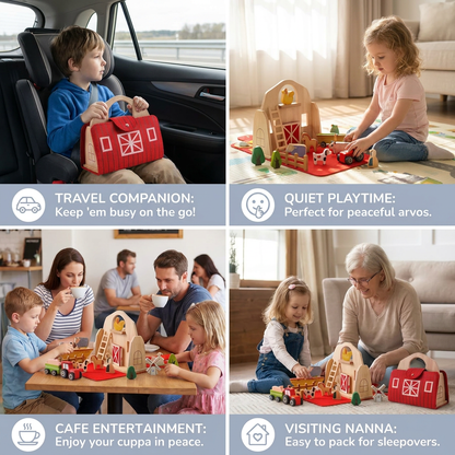 Montessori Wooden & Felt Farm Travel Toy – Perfect for On-the-Go Play